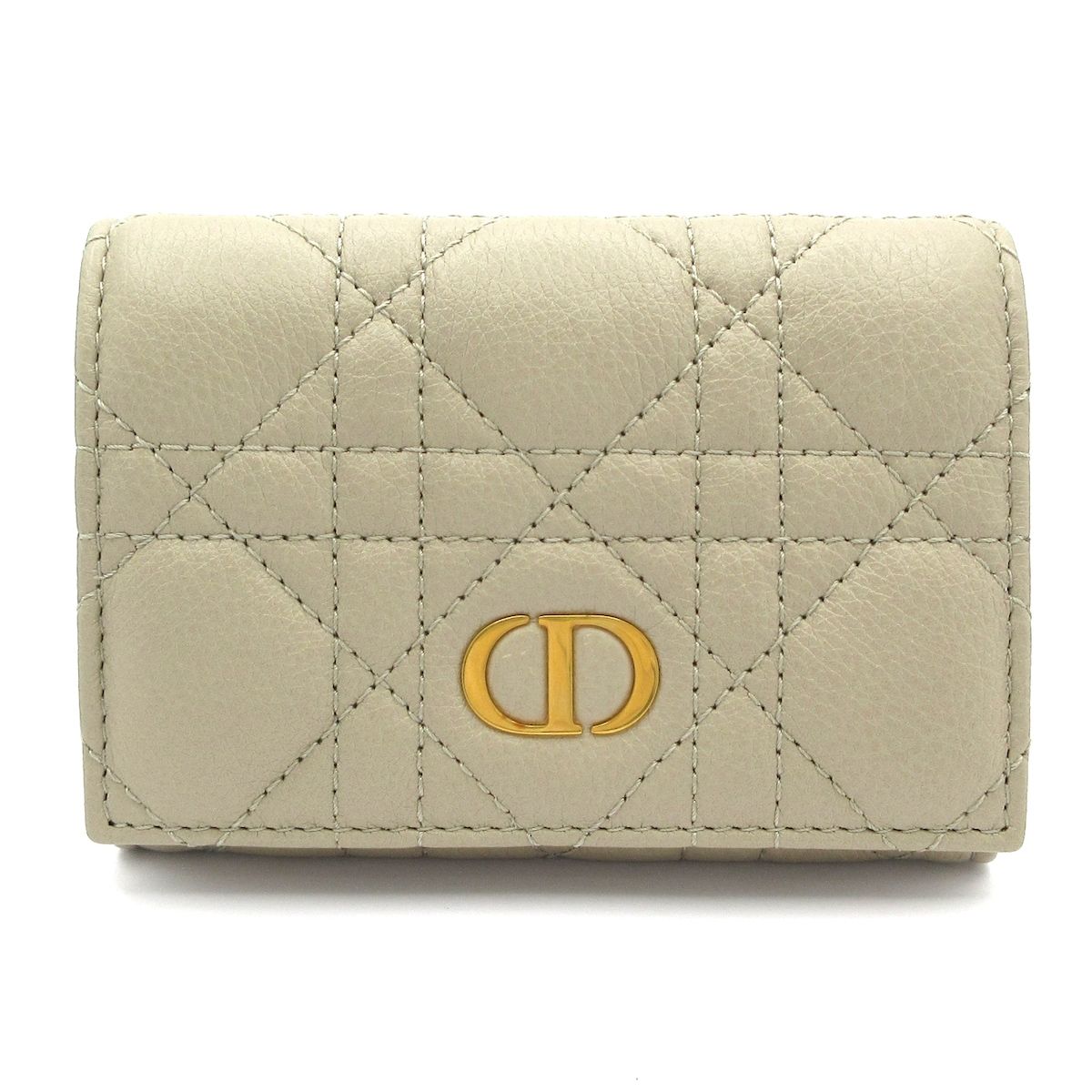 ディオール クリスチャンディオール コインケース カロ グリシンウォレット _M 116 ベージュ カナージュ ラムスキン