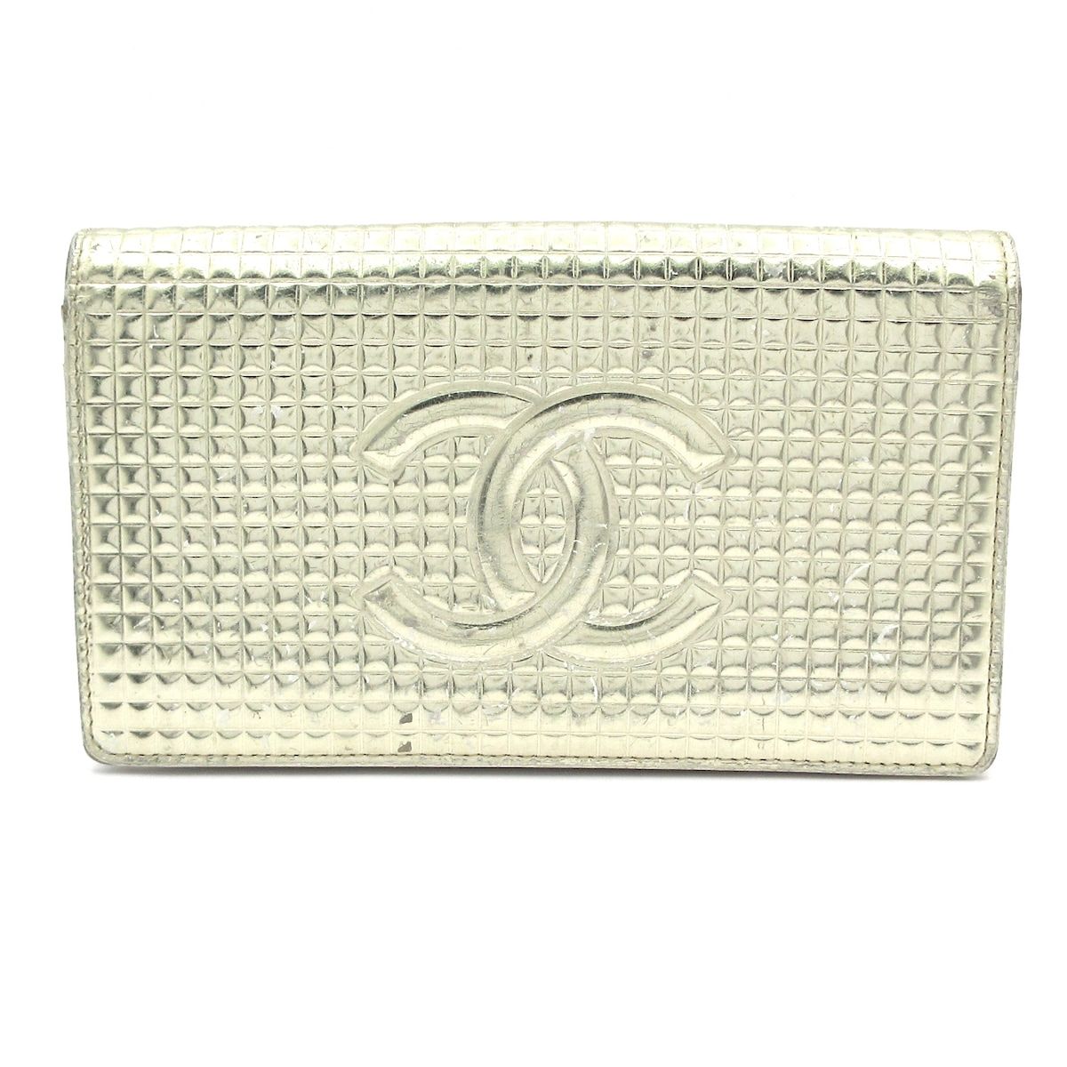 CHANEL シャネル 長財布 チョコバー ゴールド レザー