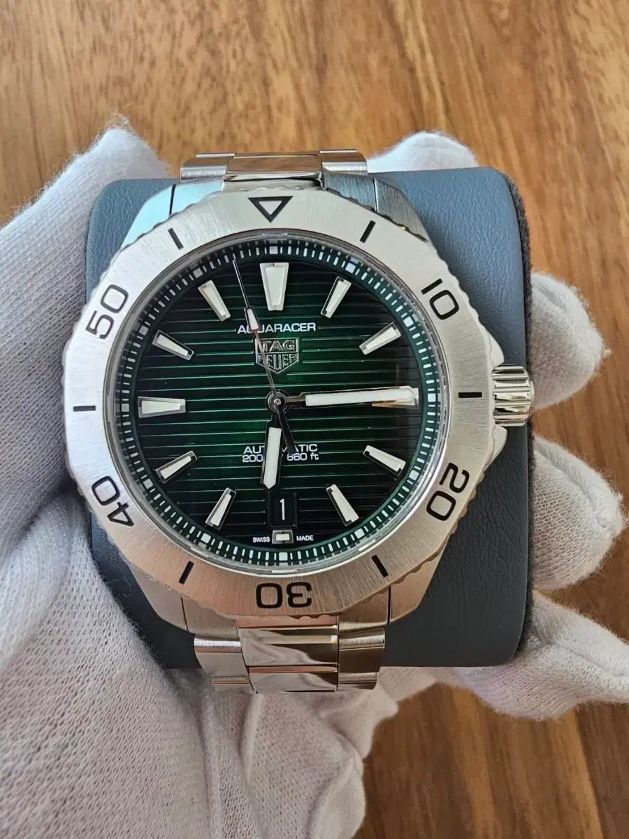 タグ ホイヤー アクアレーサー 200 オート メタル 時計 グリーン 40 mm