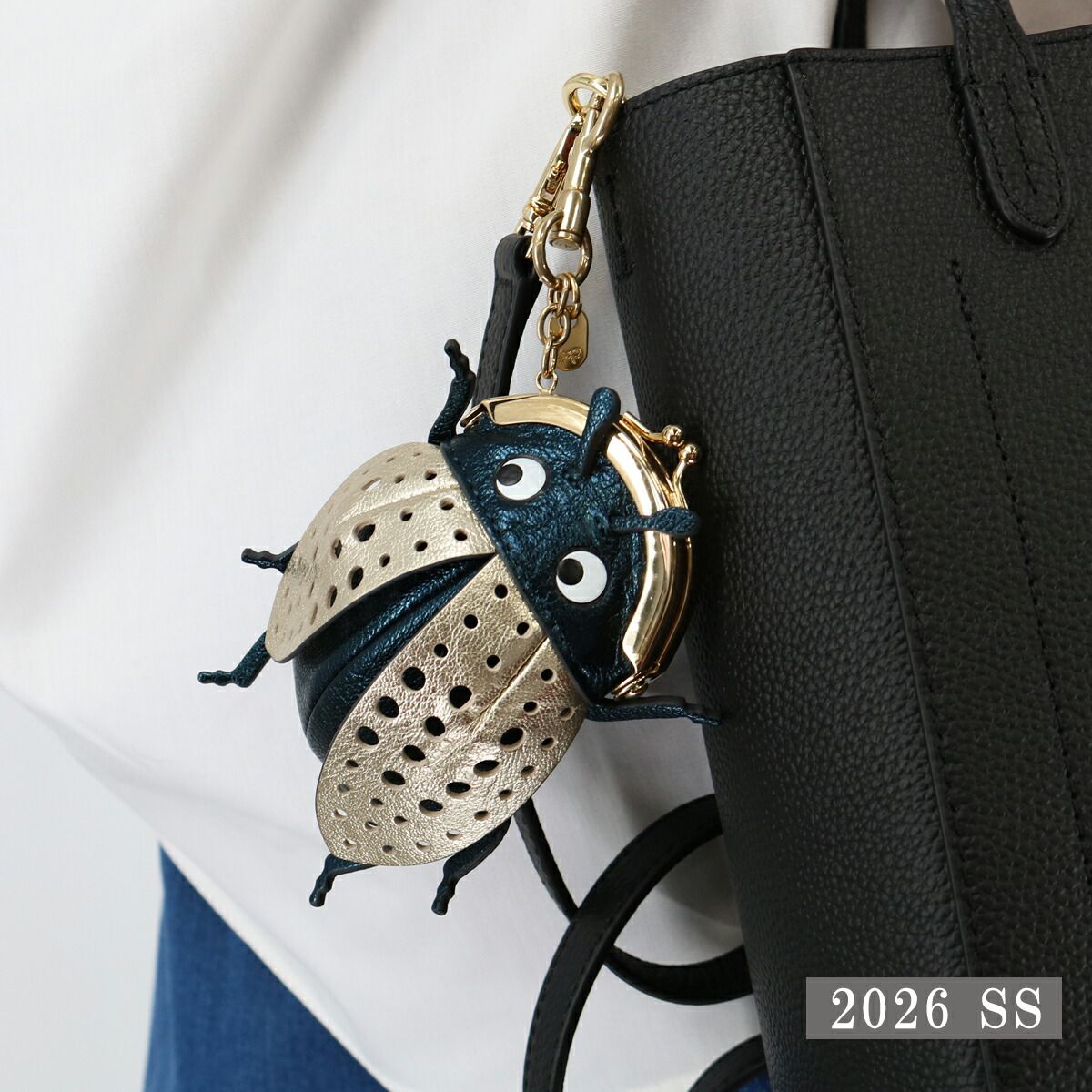 ANYA アニヤハインドマーチ Charm Bug Coin Purse in Soft Metallic Capra コインパース 小銭入れ がまぐち バッグチャーム