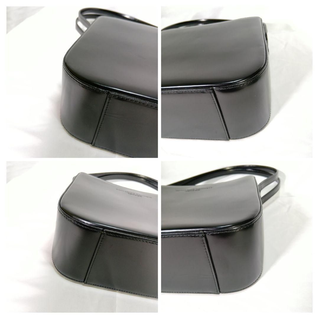 美品 大きいサイズ キャサリンハムネット 黒 レザーフーディー y2k XXL 訳あり特価】キャサリンハムネット レザー ハンドバッグ 黒 スクエア