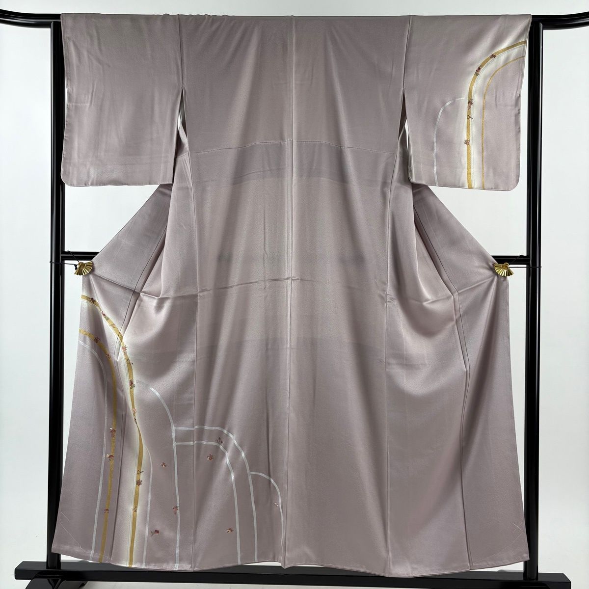 付下げ 身丈155 cm 裄丈63 5 S 袷 草花 桐 刺繍 金銀彩 灰紫 正絹 名品