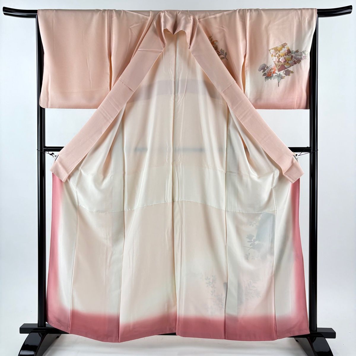 付下げ 身丈160.5cm 裄丈67cm M 袷 和田光正 落款 色紙 枝花 金銀彩