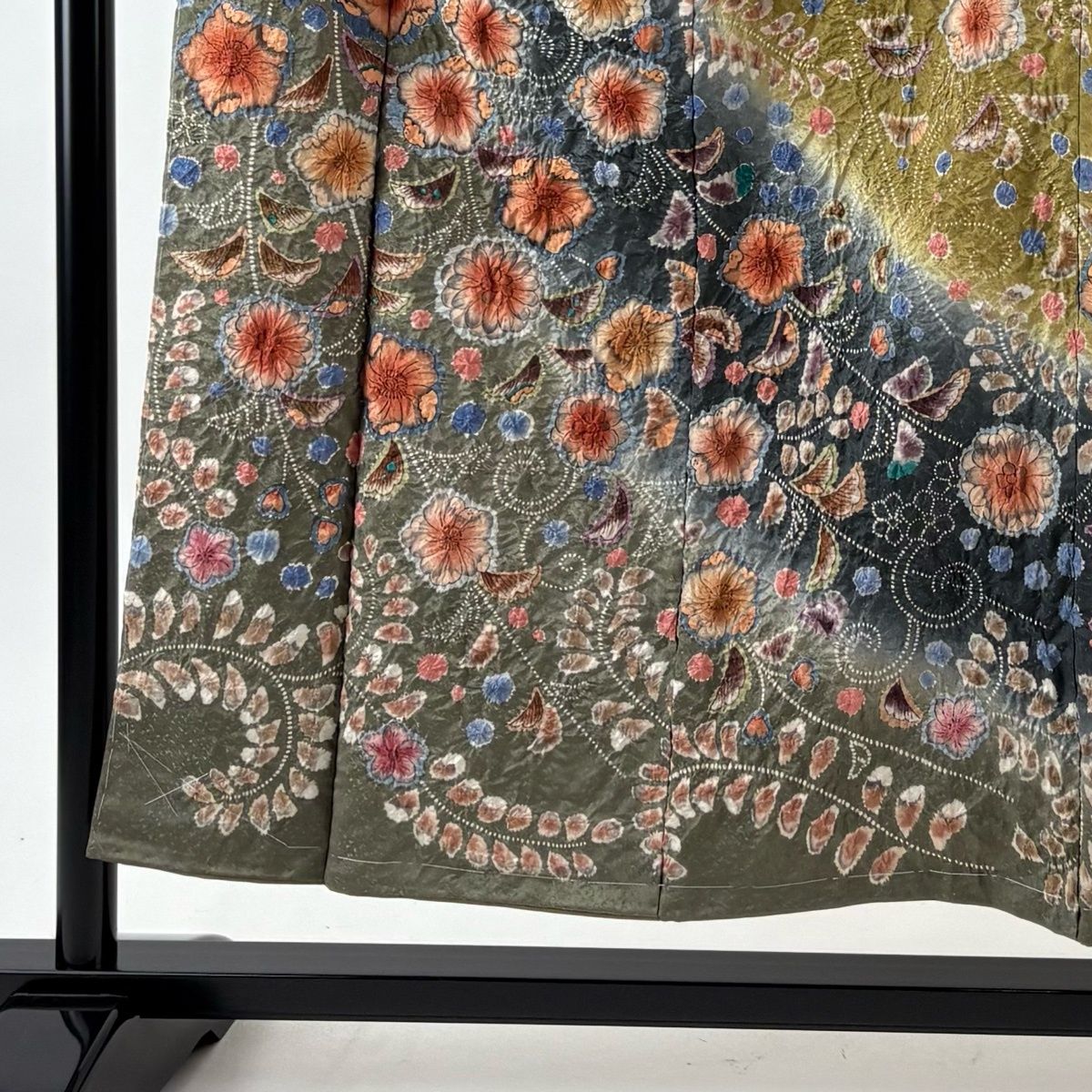 訪問着 身丈153 cm 裄丈61 5 S 袷 落款 辻が花 銀通し ぼかし 灰緑 正絹 名品