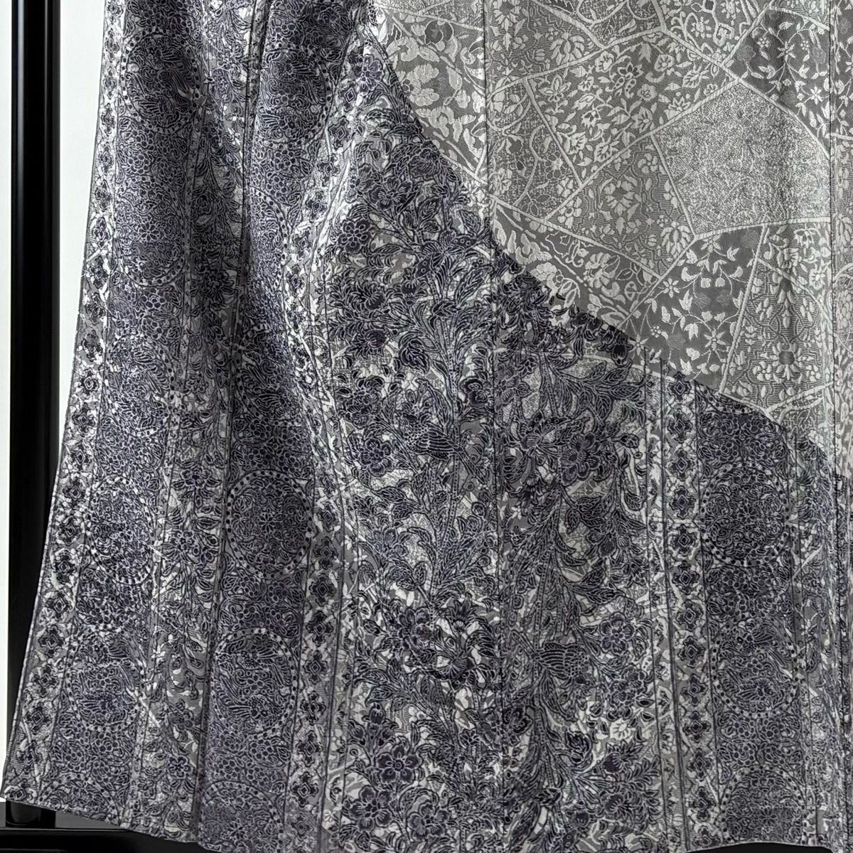 訪問着 身丈158 cm 裄丈66 5 M 袷 草花 連珠文 紋意匠 灰紫 正絹 名品