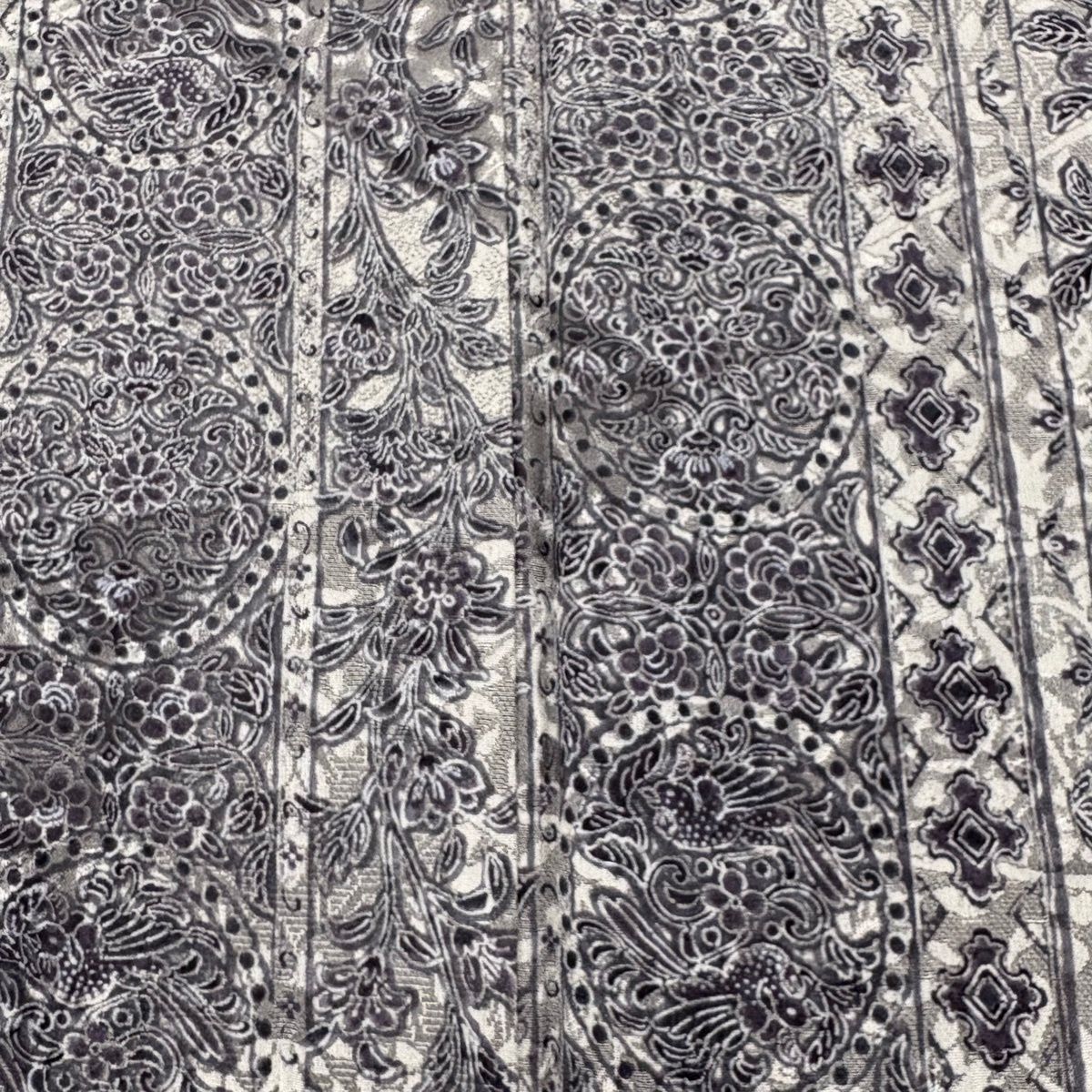  訪問着 身丈158 cm 裄丈66 5 M 袷 草花 連珠文 紋意匠 灰紫 正絹 名品 訪問着 付け下げ 着物