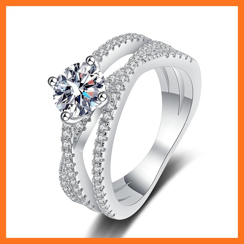 sjmygudgo 女性の愛 純銀指輪 5層白金メッキ 婚約指輪 可愛い 1 CT 円形模擬ダイヤモンド 結婚指輪女性 愛の声明 バレンタイン デー贈り物 17