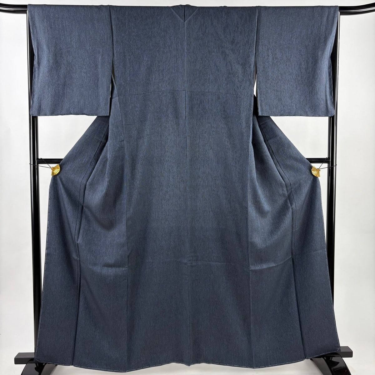 小紋 身丈161 5 cm 裄丈66 M 袷 ますいわ屋 落款 縞 幾何学 青灰色 正絹 秀品