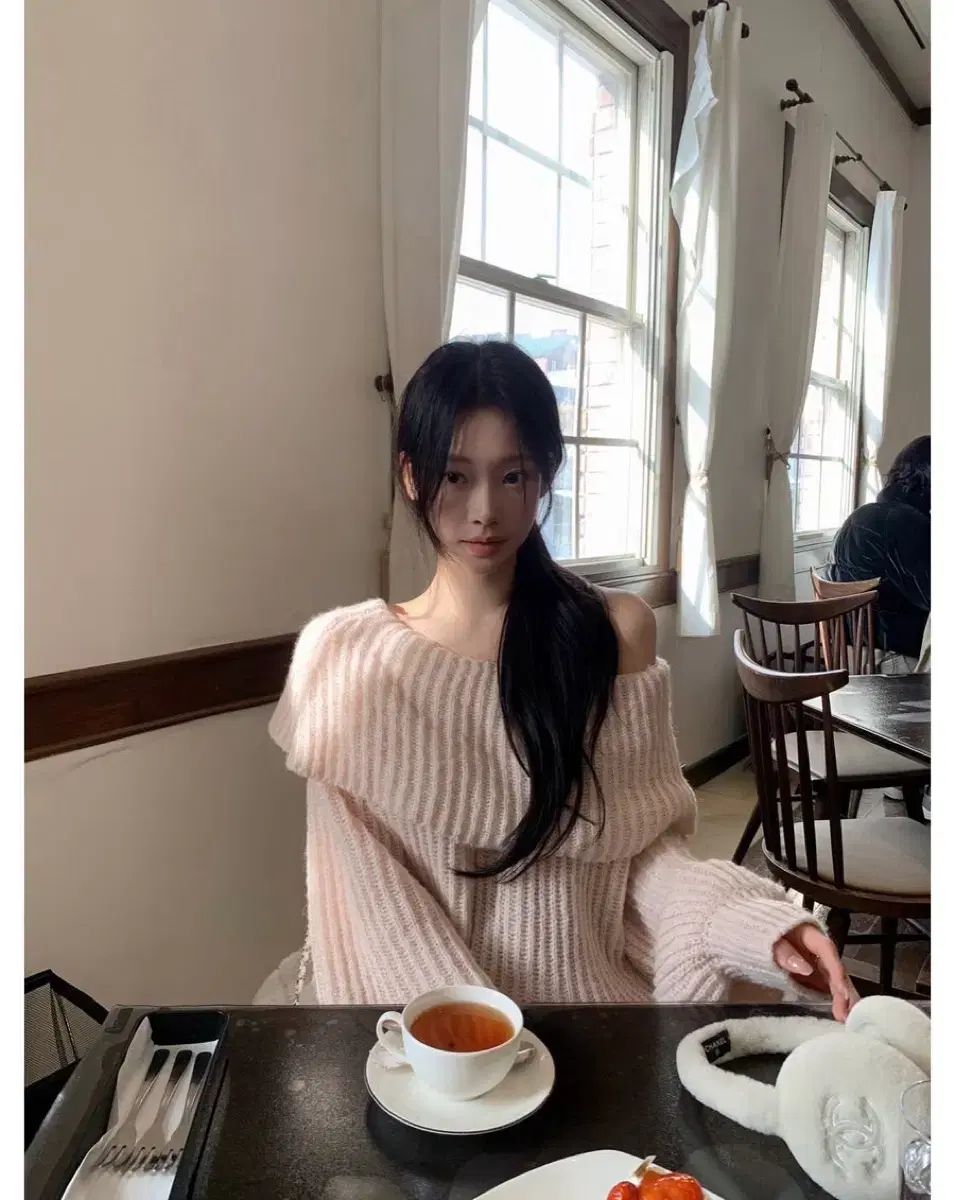 リズ leeds ritz 片方オフショルダーニット ピンク