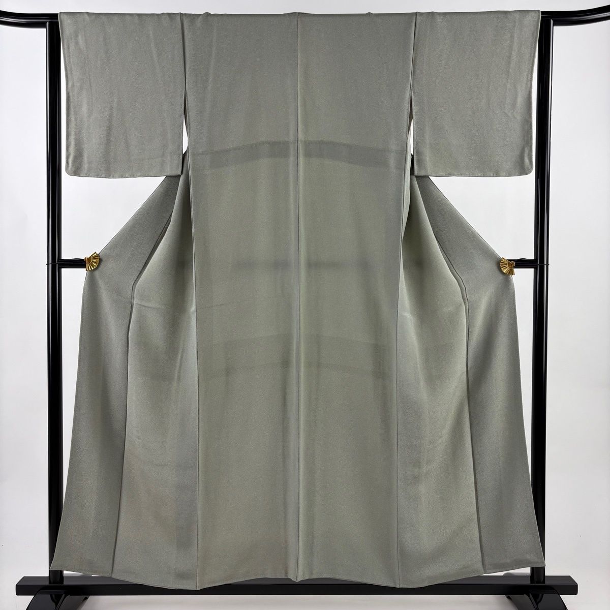 江戸小紋 身丈153 5 cm 裄丈64 M 袷 本草木染 落款 鮫 縮緬 灰緑 正絹 名品