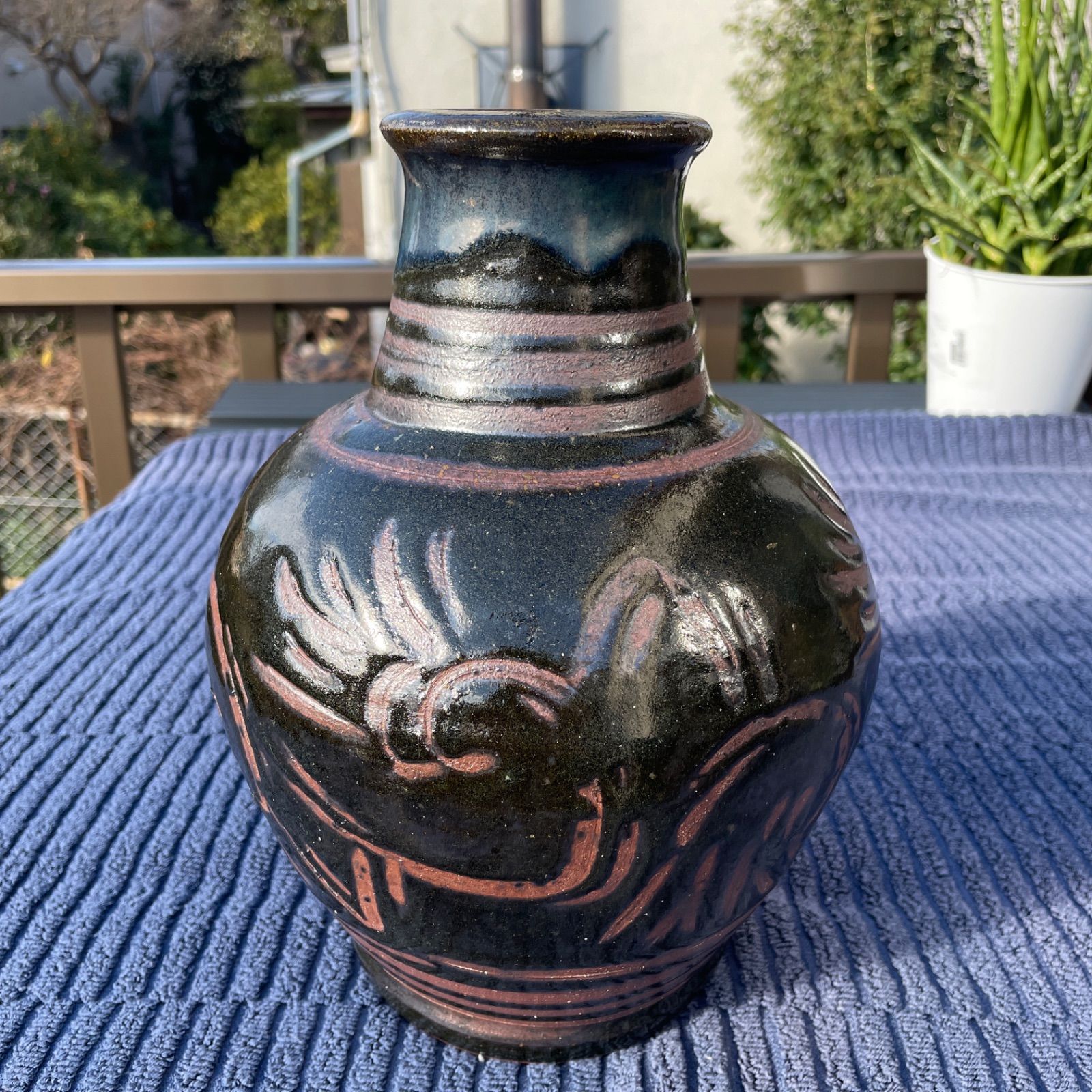 沖縄 壺屋焼 やちむん 陶器 壺 新品未使用 16×26 - メルカリ