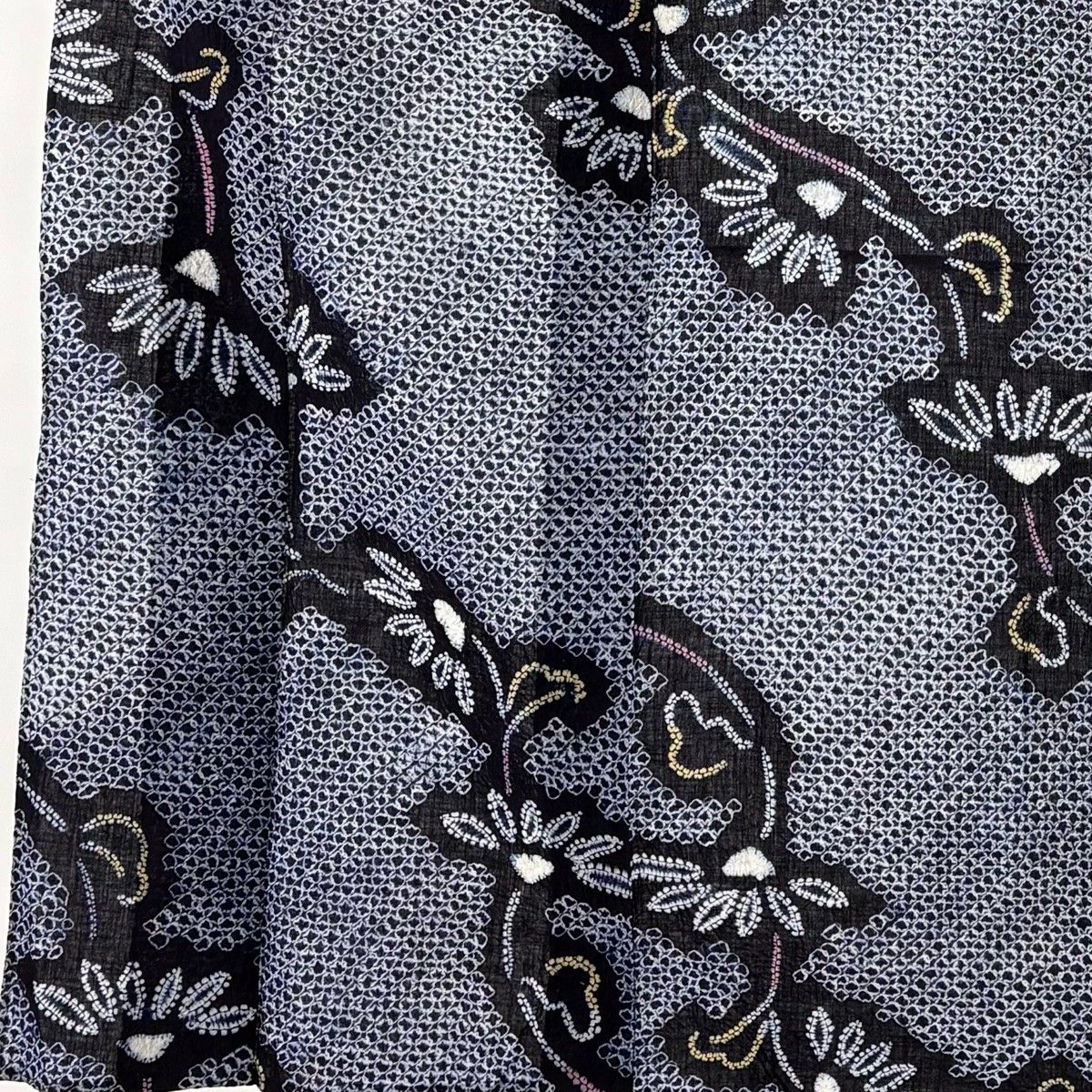 浴衣 身丈147 5 cm 裄丈61 S 絞り浴衣 草花 紺色 綿 名品