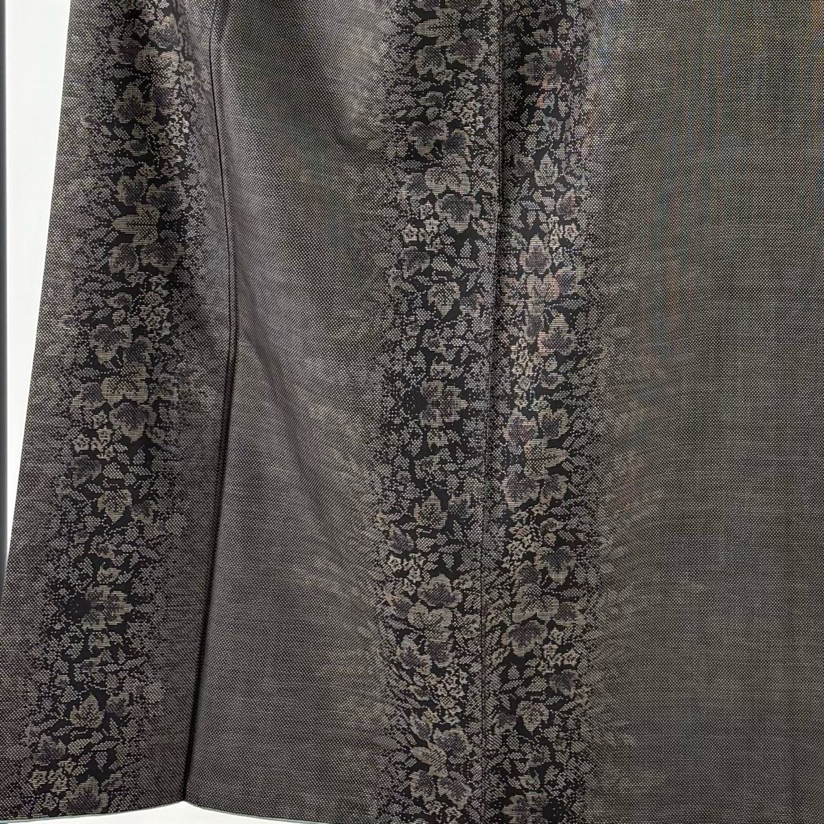 大島紬 身丈156 cm 裄丈64 M 袷 純泥染 証紙 葉柄 焦茶色 正絹 名品