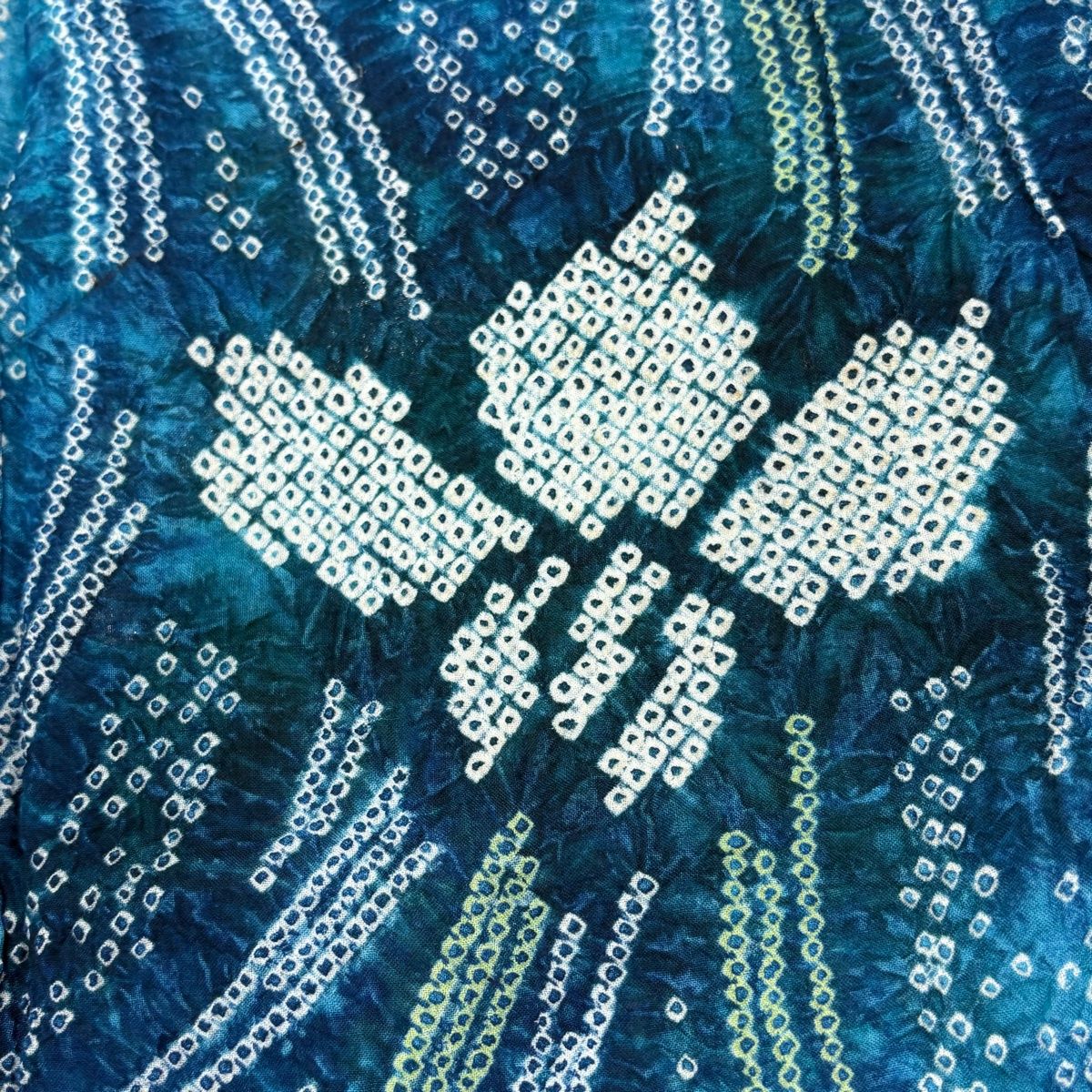  浴衣 身丈150 cm 裄丈63 S 絞り浴衣 菖蒲 流水 青緑 綿 名品 浴衣単品 浴衣