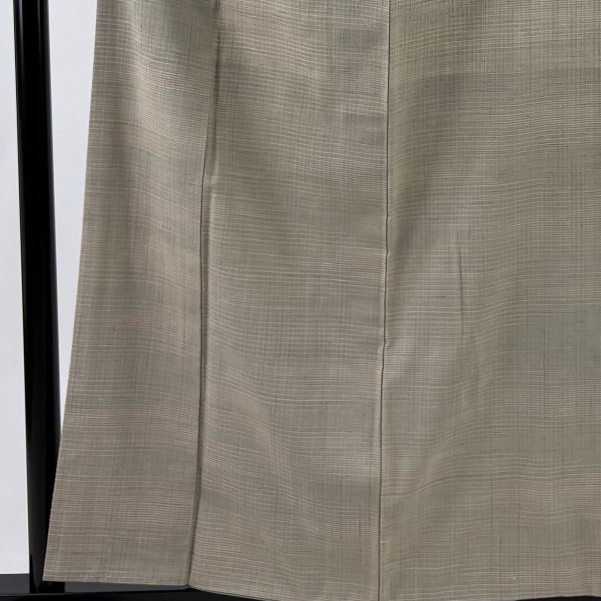 紬 身丈158 cm 裄丈66 M 袷 信州紬 証紙 格子 薄茶色 正絹 名品