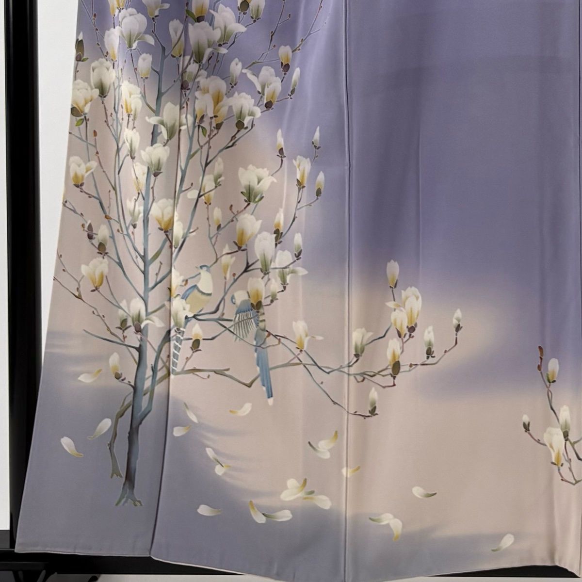 訪問着 身丈158 cm 裄丈64 5 M 袷 落款 木蓮 鳥 ぼかし 薄紫 正絹 名品