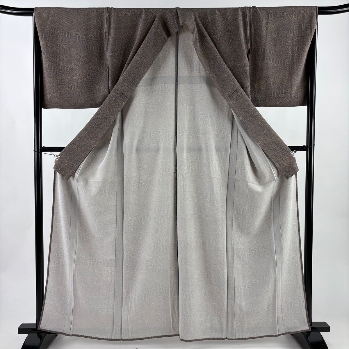  小紋 身丈162 cm 裄丈66 5 M 単衣 小花 麻の葉 灰紫 正絹 名品 小紋 着物