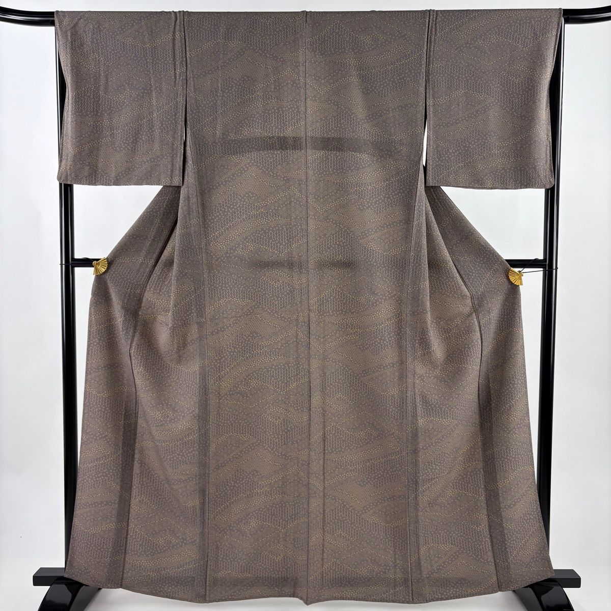 小紋 身丈162 cm 裄丈66 5 M 単衣 小花 麻の葉 灰紫 正絹 名品