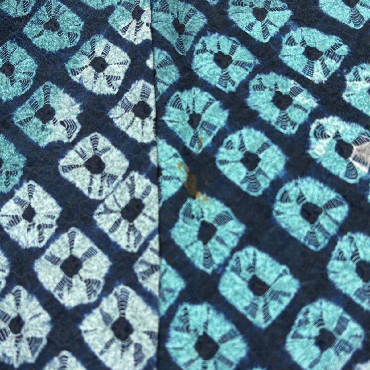  小紋 身丈155 cm 裄丈64 M 単衣 絞り ぼかし 青緑 正絹 名品 小紋 着物