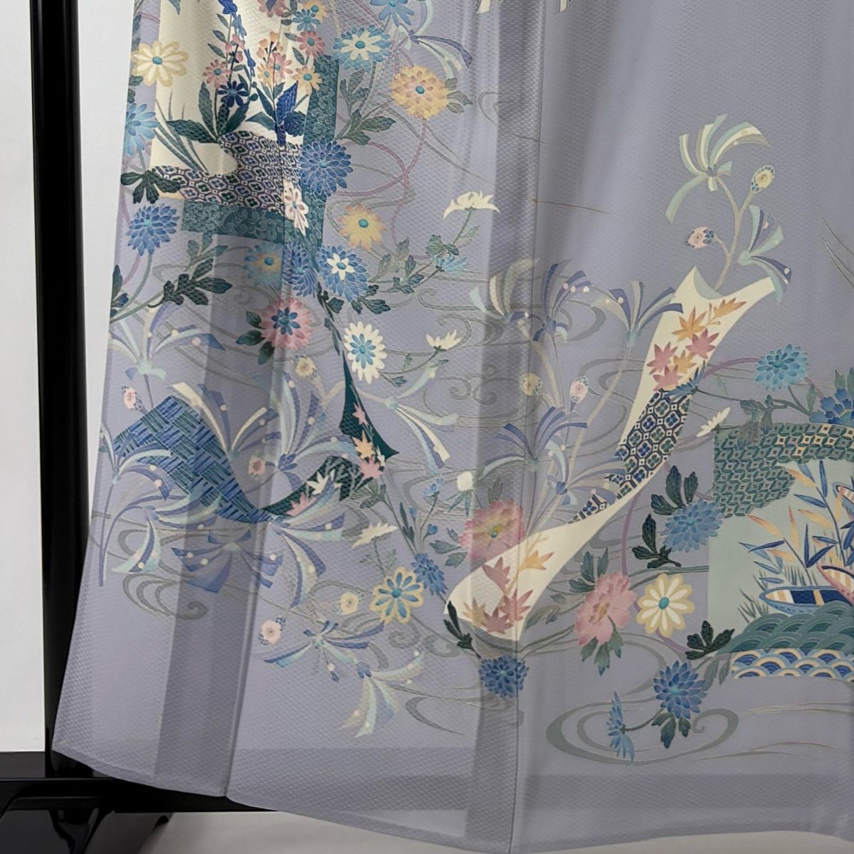 訪問着 身丈158 cm 裄丈66 M 薄物 白坂幸蔵 加賀友禅 落款 証紙 松葉 色紙 薄紫 正絹 名品