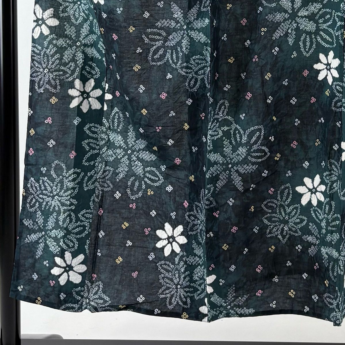 浴衣 身丈150 cm 裄丈63 S 絞り浴衣 花柄 深緑 綿 名品