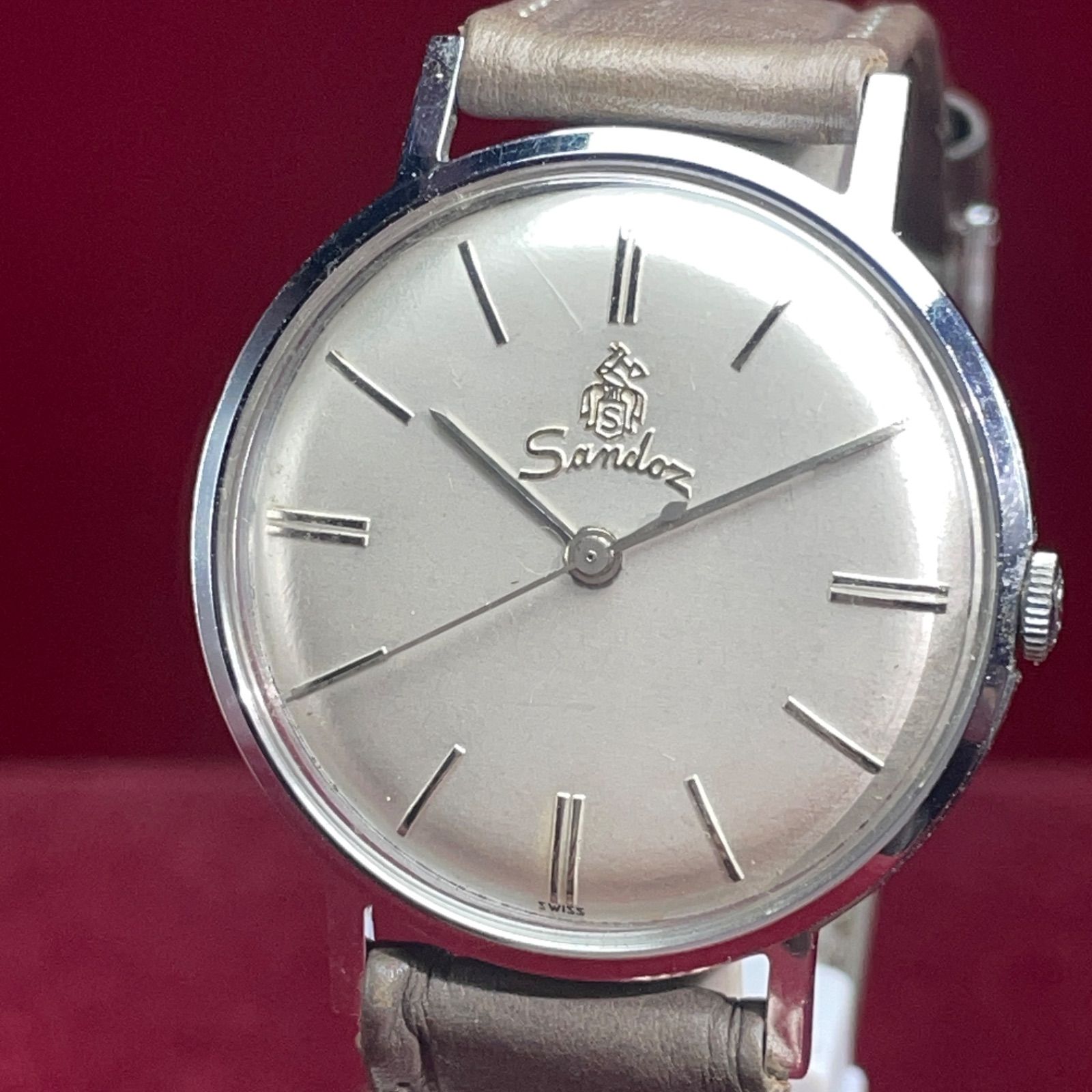 OH済 1960年代製 Sandoz 手巻 リューズ スイス製 ヴィンテージ アンティーク 稼働品 腕時計