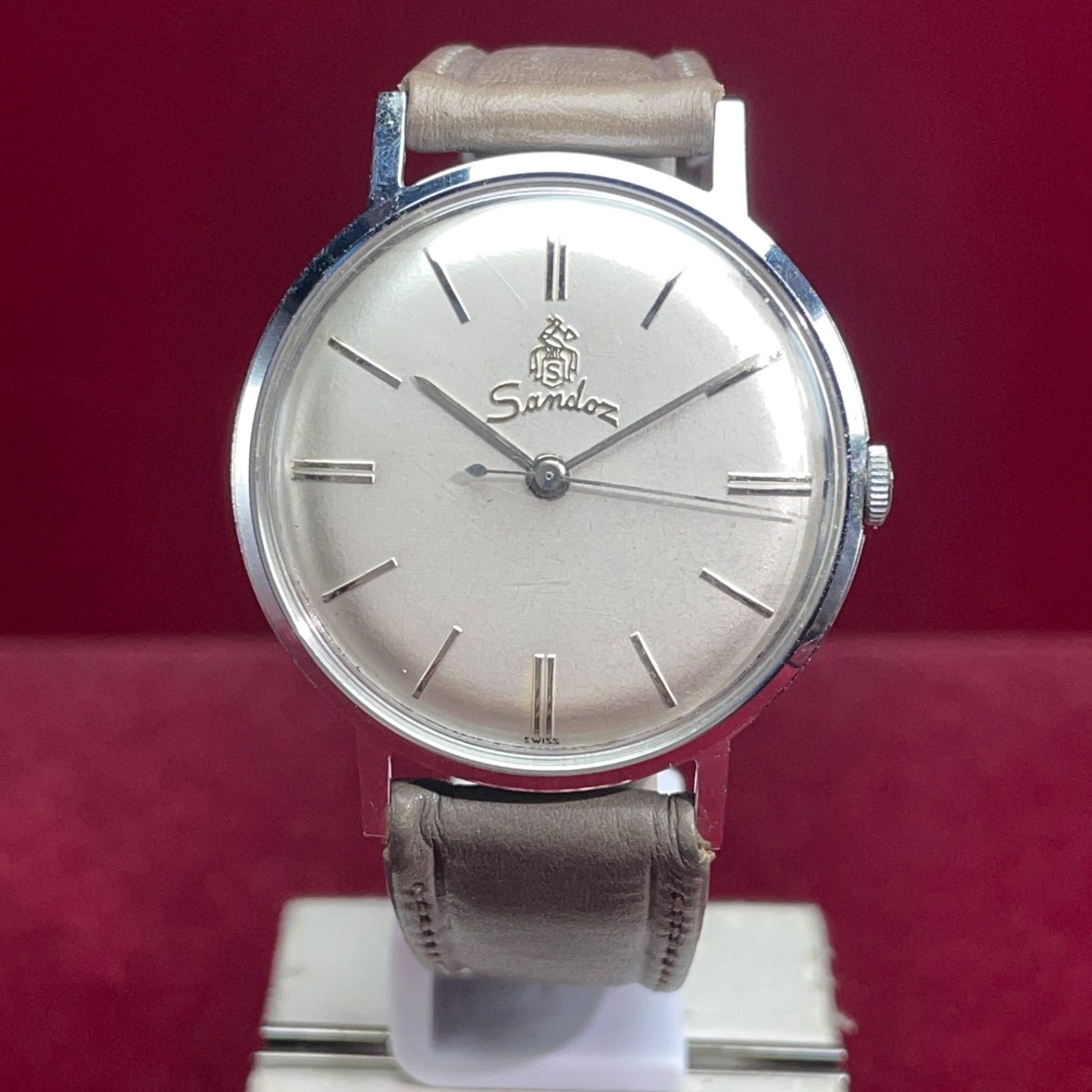  OH済 1960年代製 Sandoz 手巻 リューズ スイス製 ヴィンテージ アンティーク 稼働品 腕時計 手巻き時計 腕時計(アナログ)