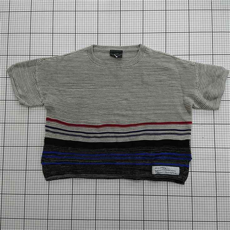 ◇ ⊂ ジエダ JieDa ボーダー半袖ニット グレー系 F メンズ E 