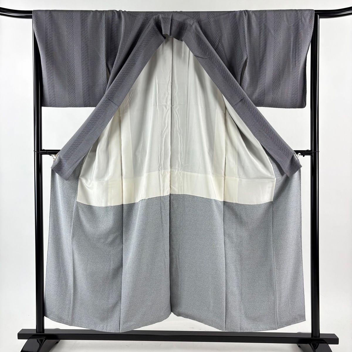  江戸小紋 身丈151 5 cm 裄丈66 M 袷 立涌 小花 灰色 正絹 名品 小紋 着物