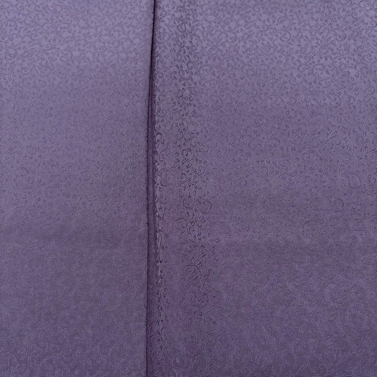  色無地 身丈157 5 cm 裄丈64 M 袷 地紋 灰紫 正絹 名品 色無地 着物