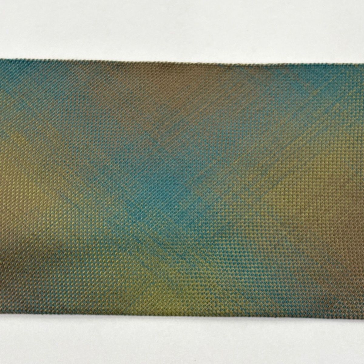  名古屋帯 秀品 格子 ぼかし柄 灰緑 正絹 名古屋帯 帯