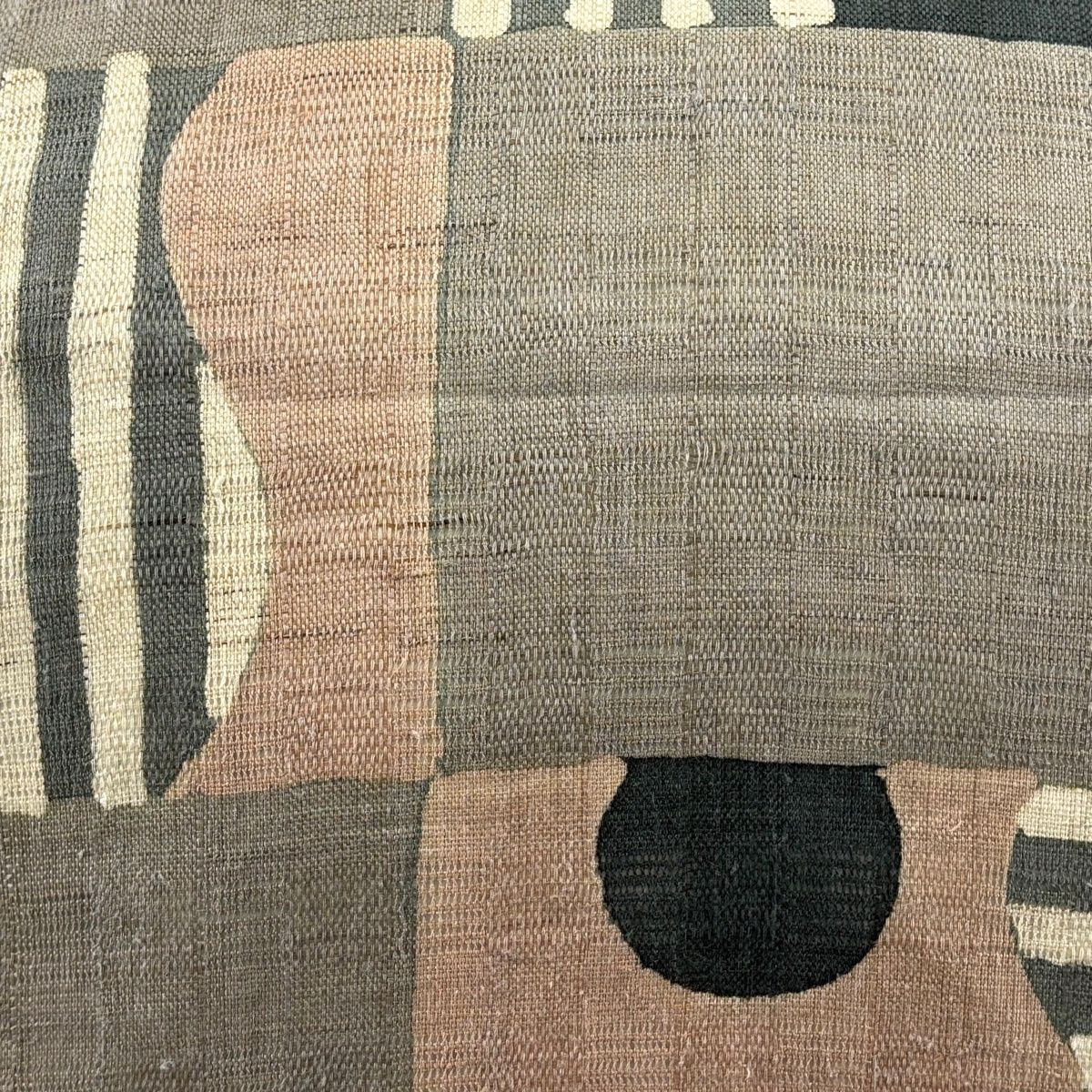 名古屋帯 秀品 紬地 縞 幾何学 灰茶 正絹