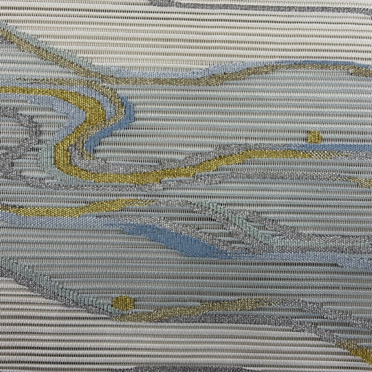 名古屋帯 秀品 八寸名古屋帯 夏帯 絽 流水 金銀糸 クリーム 正絹