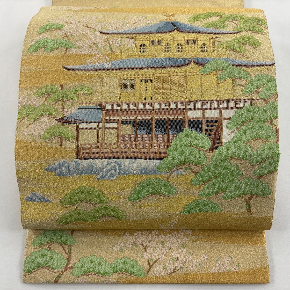 袋帯 秀品 金閣寺 松 金糸 金色 お太鼓柄 正絹 【中古】 - メルカリ