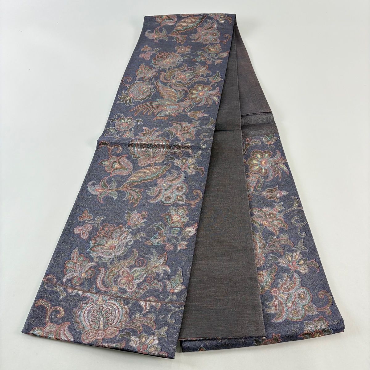 美品】 袋帯 秀品 花唐草 鳥 銀糸 箔 紫 六通 正絹 【中古】 - メルカリ