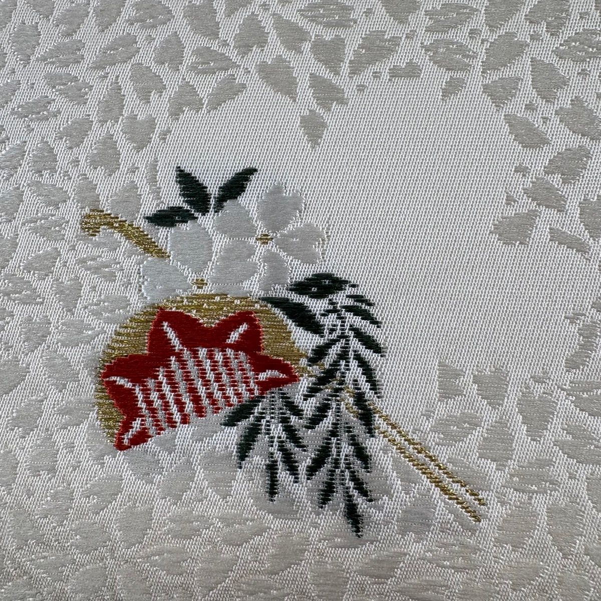 名古屋帯 秀品 櫛簪 桜 唐織 金糸 クリーム 正絹