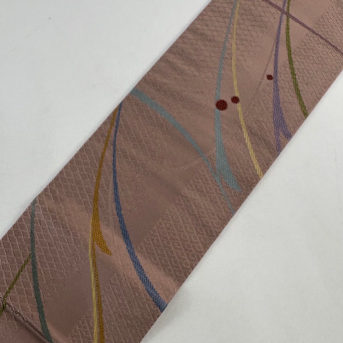  名古屋帯 秀品 幾何学模様 薄小豆 正絹 名古屋帯 帯