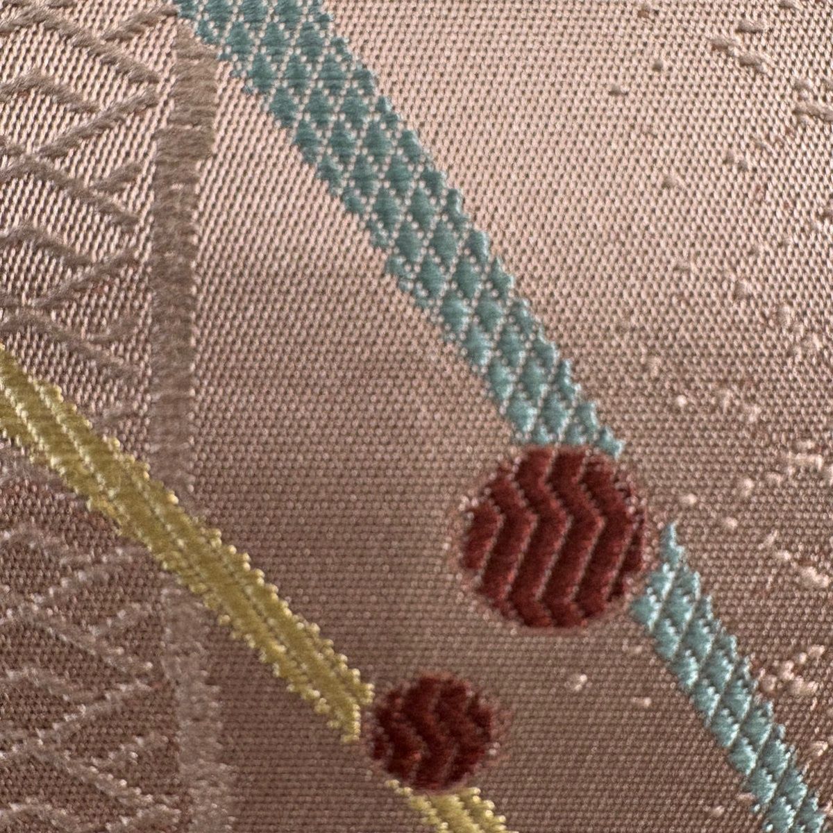 名古屋帯 秀品 幾何学模様 薄小豆 正絹