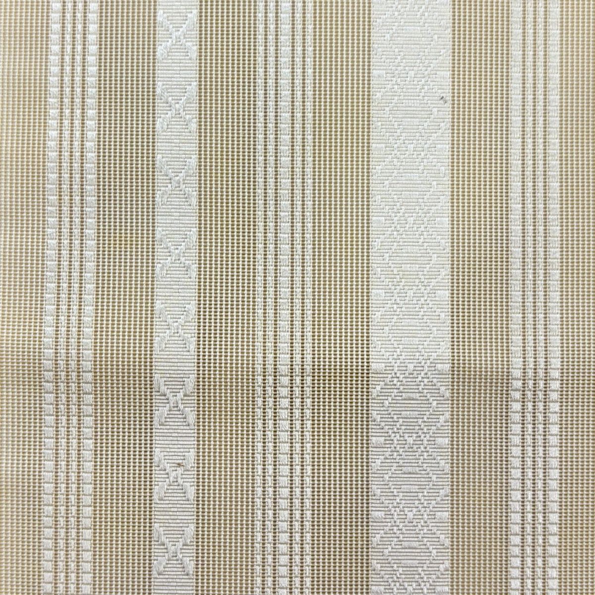 名古屋帯 秀品 夏帯 八寸名古屋帯 松葉仕立て 縞模様 幾何学模様 クリーム 正絹