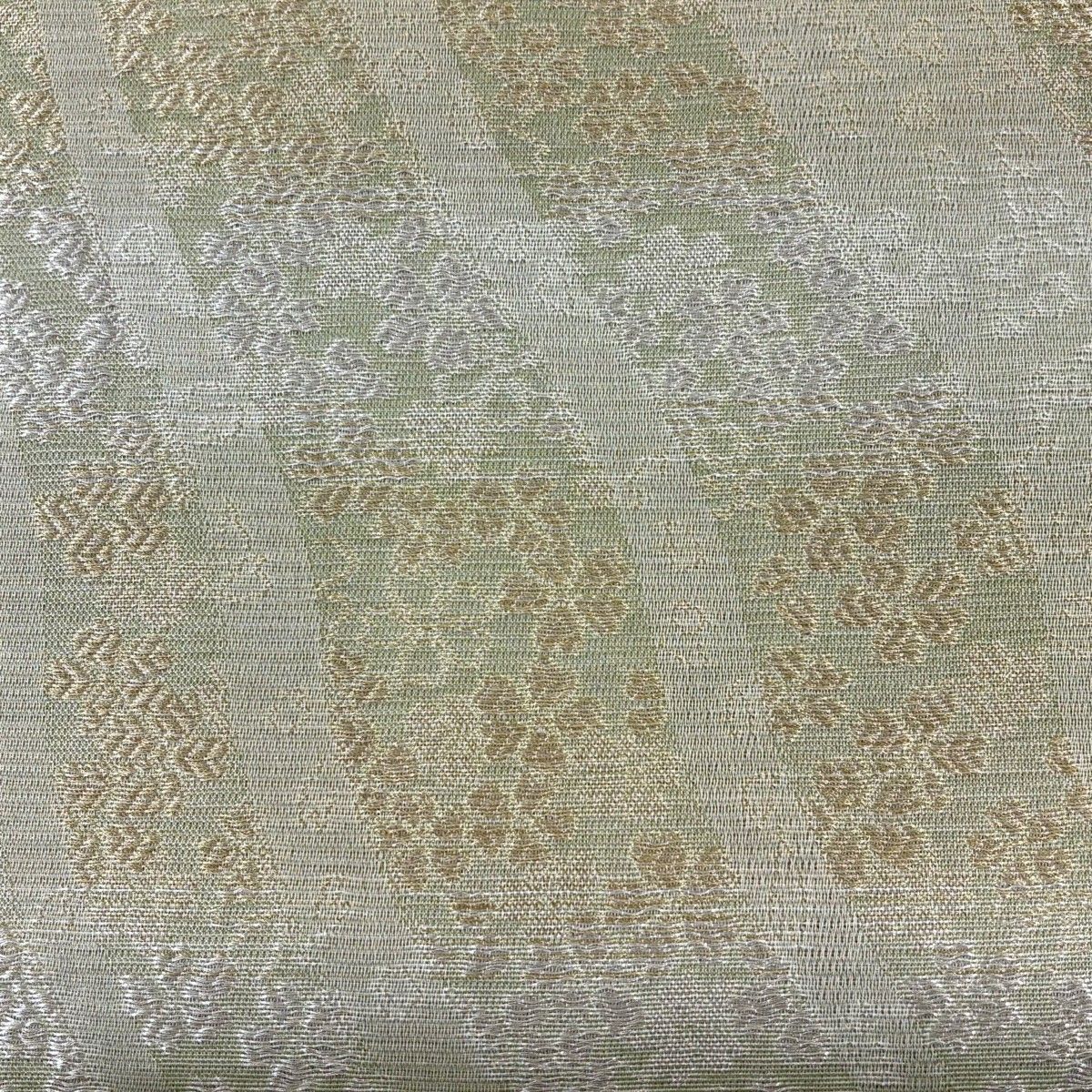 ◇507my39◇夏帯 透かし織 よろけ縞 水玉 金糸 袋帯◇美品 美品】 袋帯 秀品 夏帯 桜 よろけ縞 金糸 銀糸 薄緑 六通 正絹 【中古