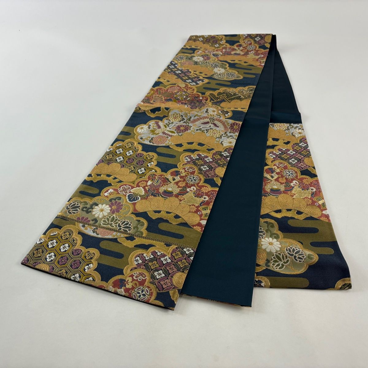 袋帯 秀品 笠松 鶴 金糸 箔 濃紺 六通 正絹 【中古】 - メルカリ