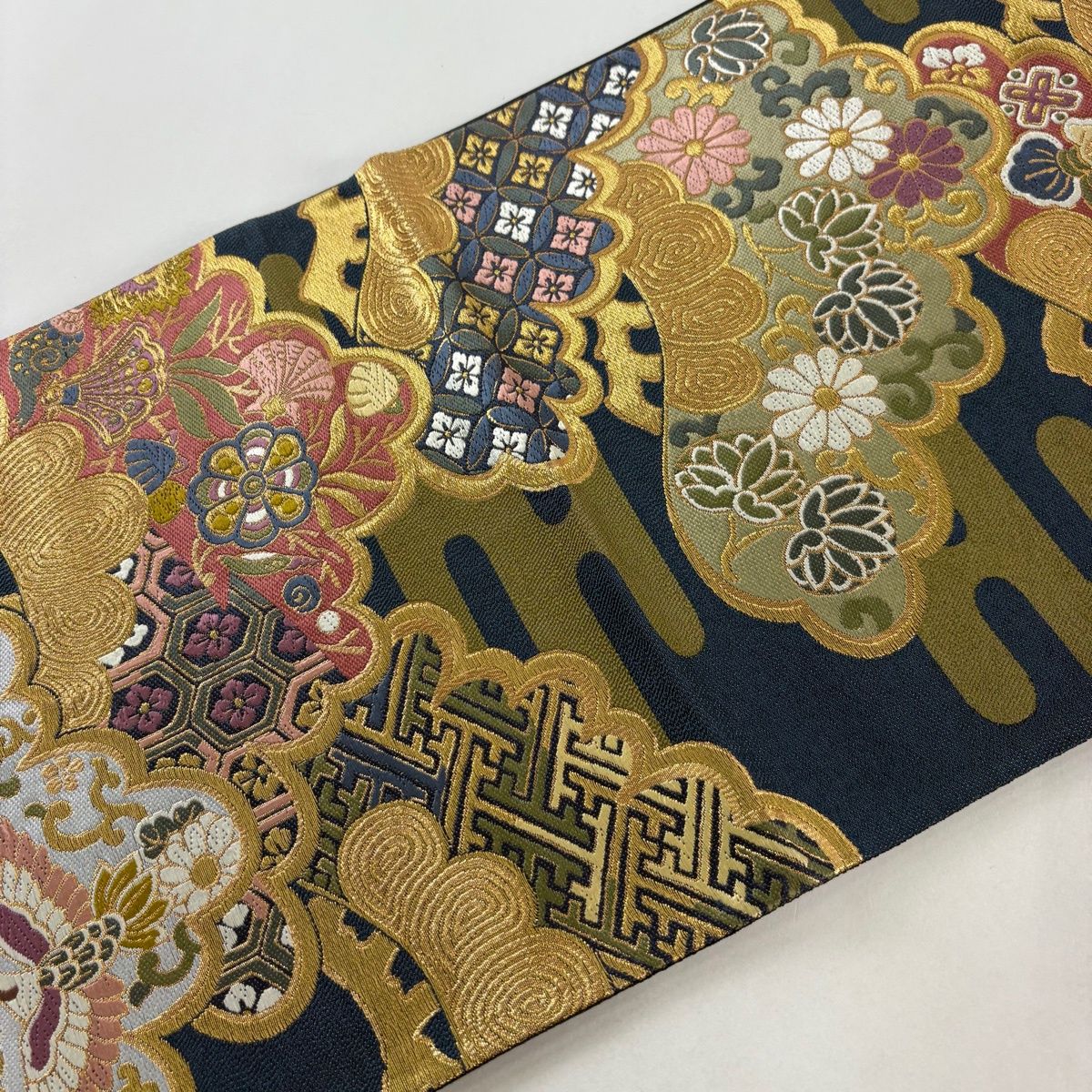 袋帯 秀品 笠松 鶴 金糸 箔 濃紺 六通 正絹 【中古】 - メルカリ