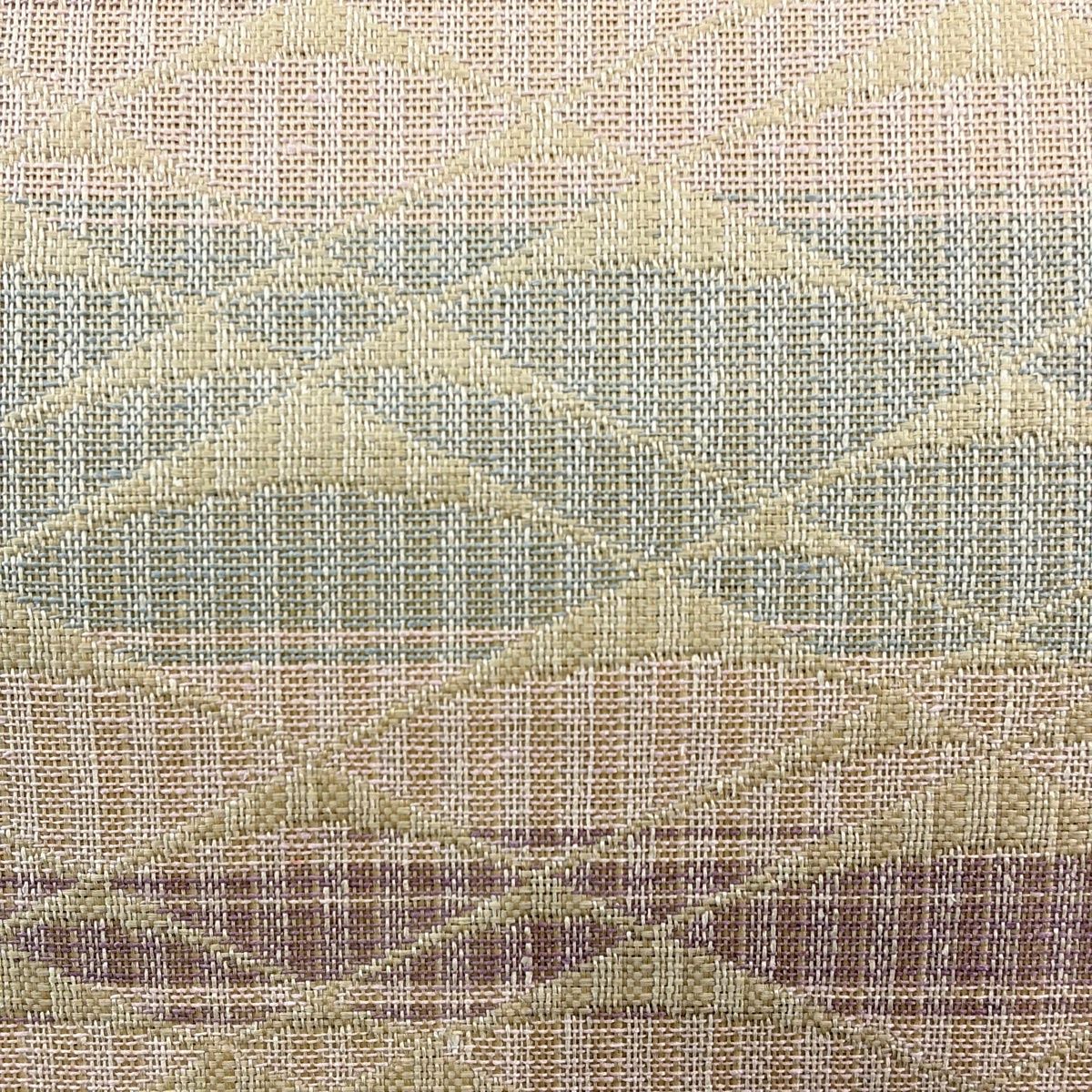 名古屋帯 名品 紬地 八寸名古屋帯 松葉仕立て 段縞 菱 ベージュ 正絹