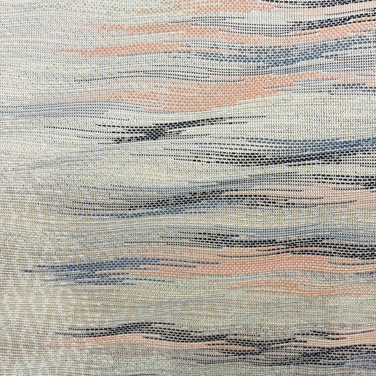 袋帯 名品 灰汁発酵建本藍染 霞 金銀糸 箔 灰茶 六通 正絹