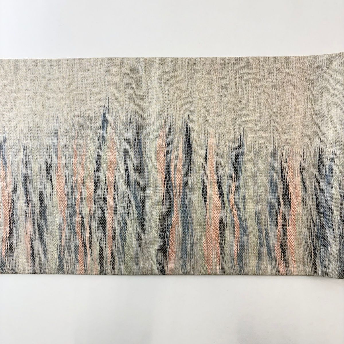  袋帯 名品 灰汁発酵建本藍染 霞 金銀糸 箔 灰茶 六通 正絹 袋帯 帯