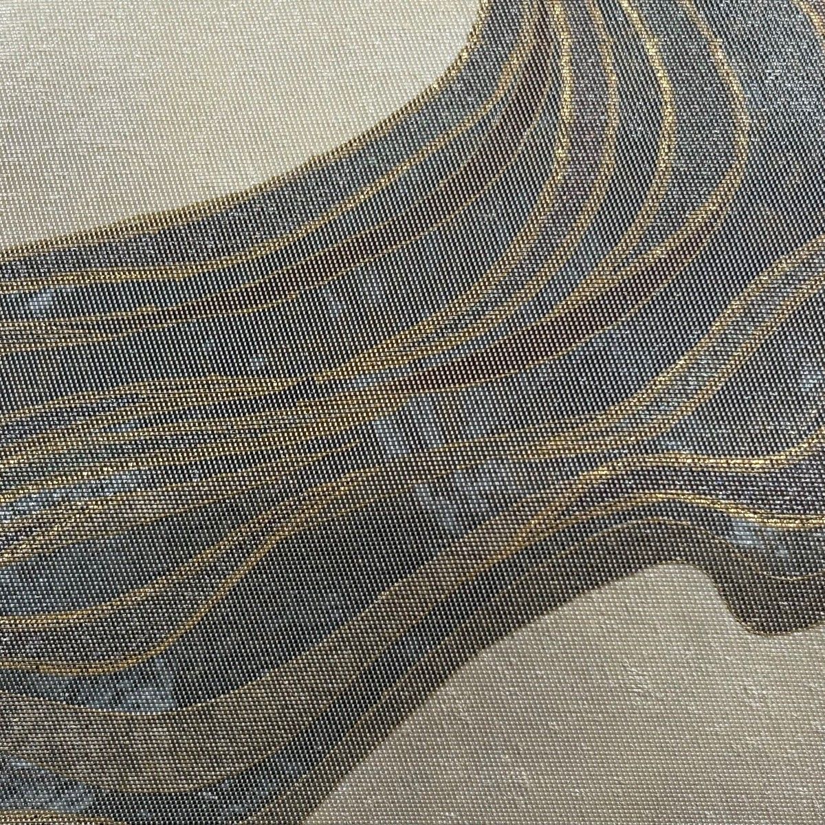 袋帯 名品 川島織物 落款 幾何学 箔 ベージュ お太鼓柄 正絹