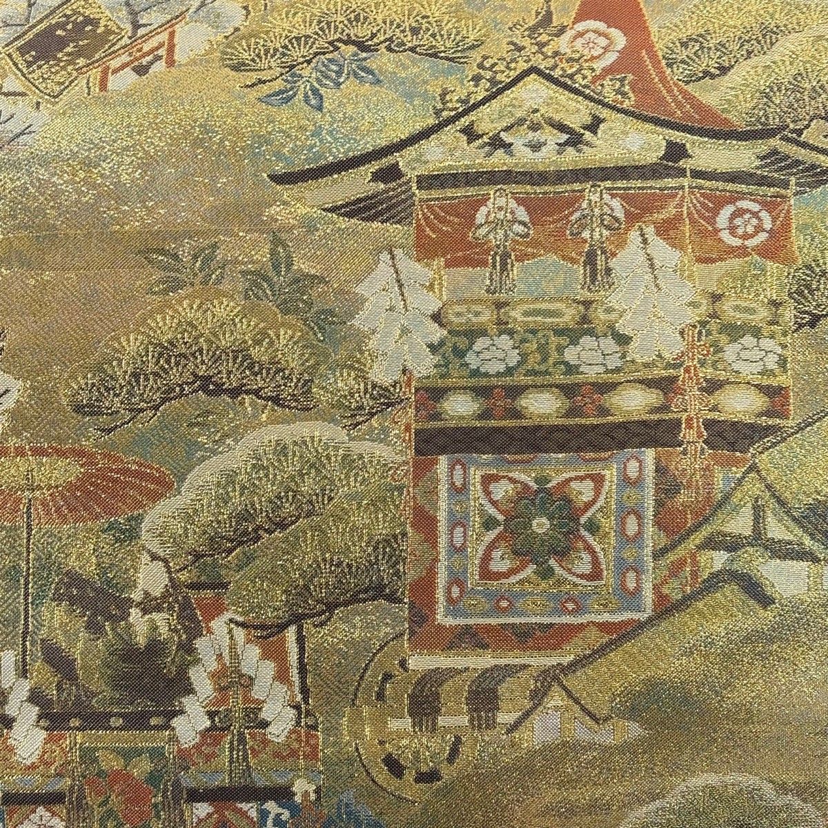 丸帯 京祝祭山鉾図 金糸 箔 金色 お太鼓柄 正絹