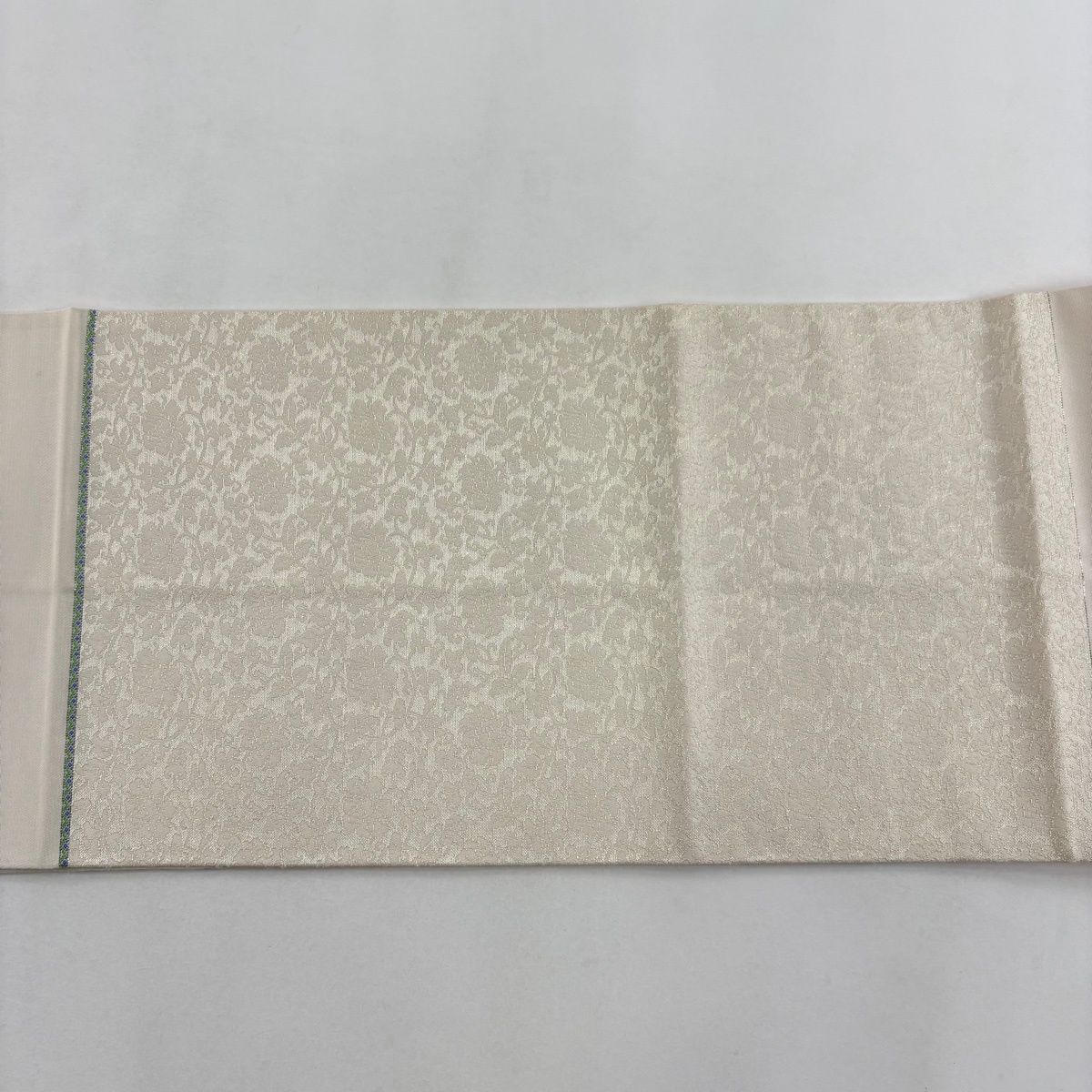  袋帯 龍村光峯 落款 叡山一幅 本袋 山 幾何学 箔 クリーム お太鼓柄 正絹 袋帯 帯