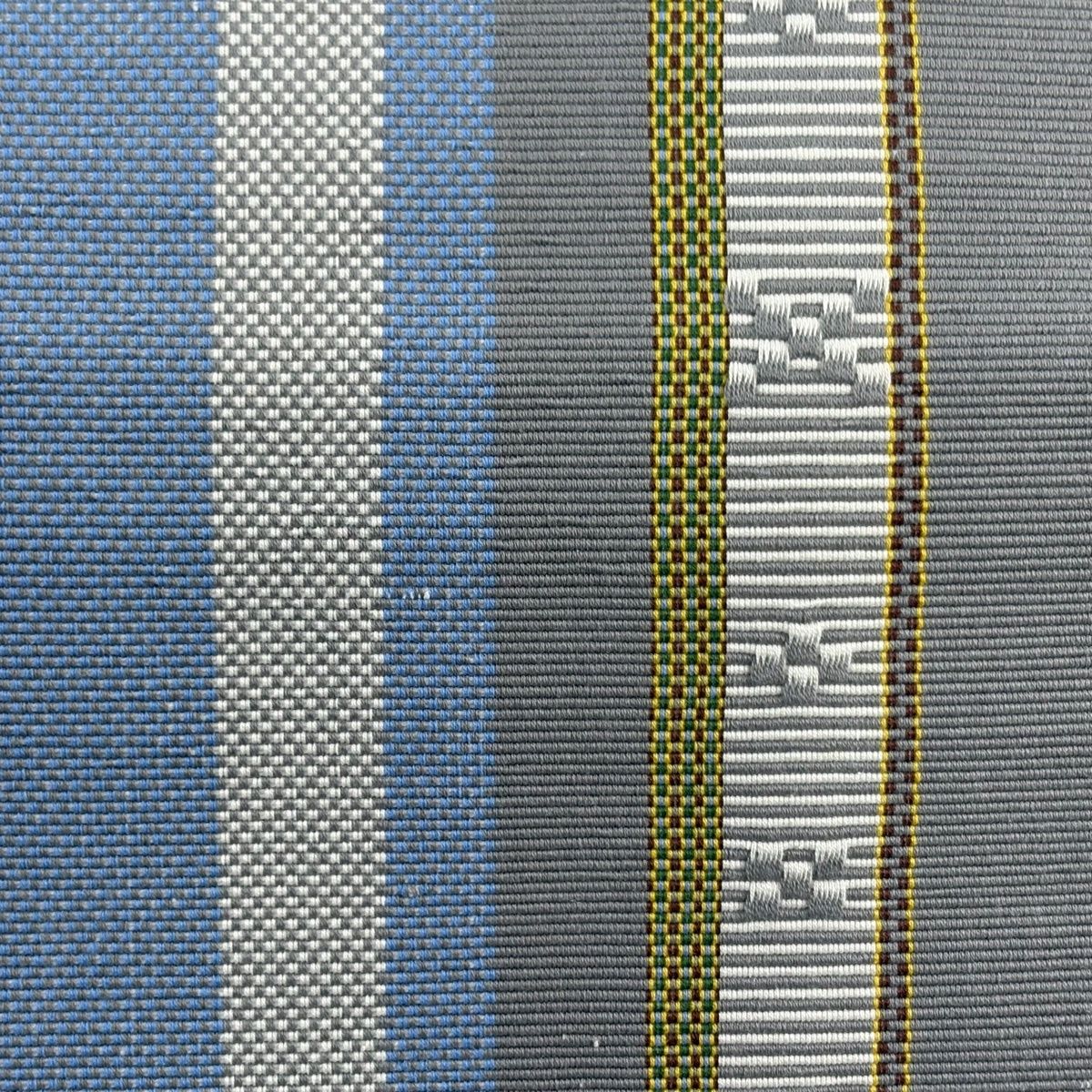 名古屋帯 名品 八寸名古屋帯 松葉仕立て 縞 幾何学模様 灰色 正絹