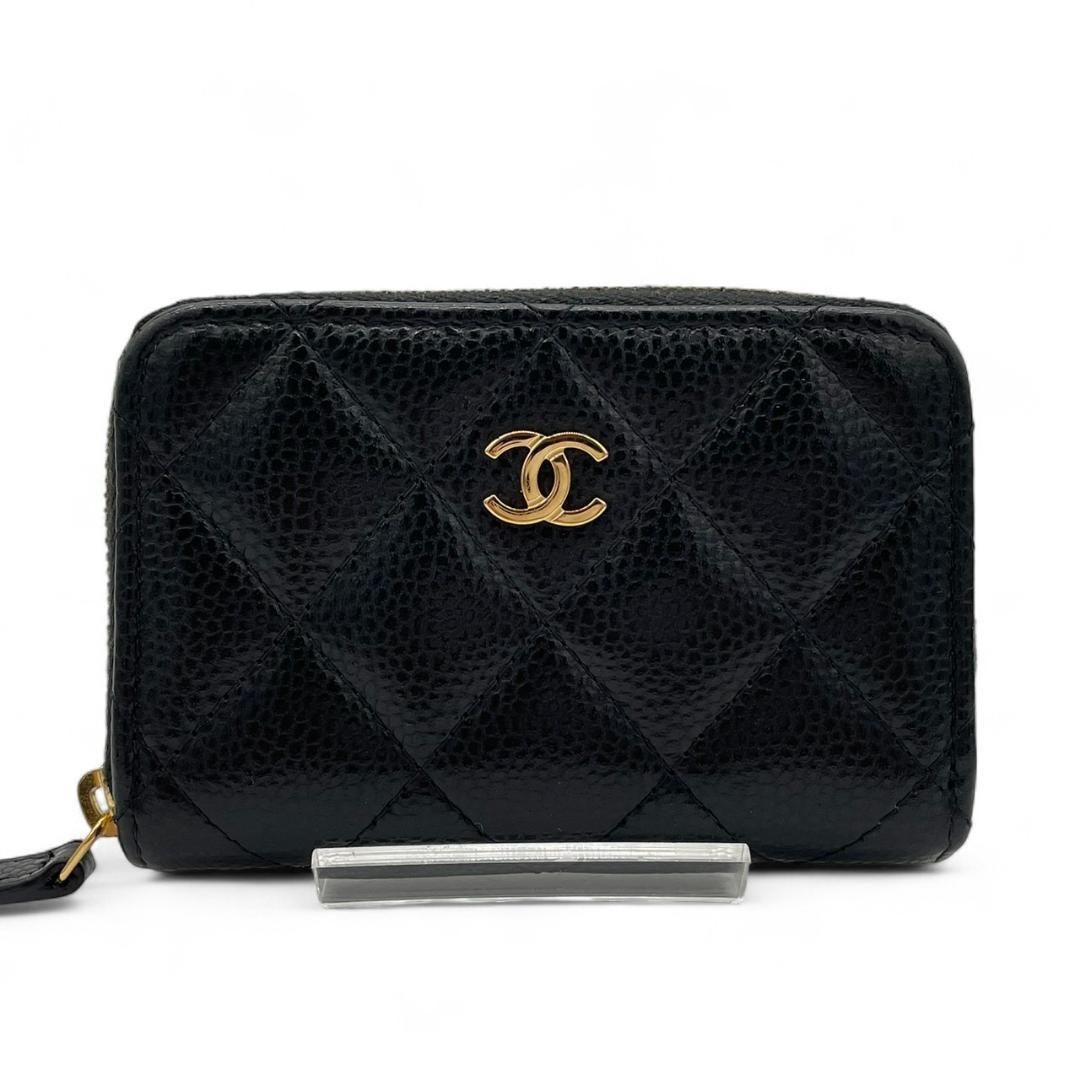 シャネル キャビアスキン ラウンドファスナー コインケース 小銭入れ